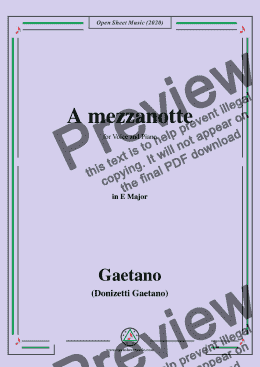 page one of Donizetti-A mezzanotte,in E Major,for Voice and Piano