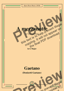 page one of Donizetti-A mezzanotte,in G Major,for Voice and Piano