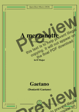 page one of Donizetti-A mezzanotte,in D Major,for Voice and Piano