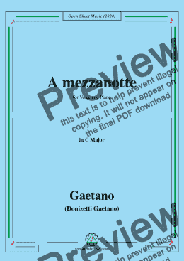 page one of Donizetti-A mezzanotte,in C Major,for Voice and Piano