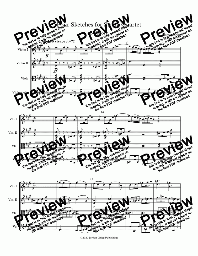 Four Sketches for String Quartet - Score and parts - Download PDF file