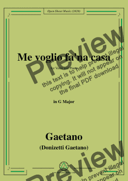 page one of Donizetti-Me voglio fa'na casa,in G Major,for Voice and Piano