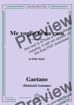 page one of Donizetti-Me voglio fa'na casa,in B flat Major,for Voice and Piano