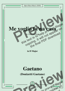 page one of Donizetti-Me voglio fa'na casa,in D Major,for Voice&Piano