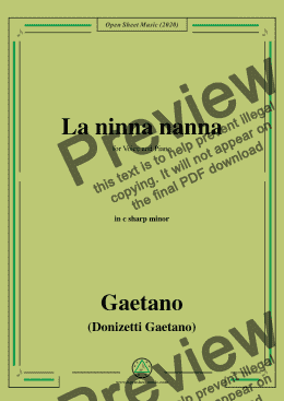 page one of Donizetti-La ninna nanna,in c sharp minor,for Voice and Piano