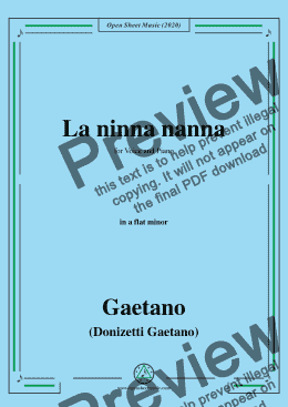 page one of Donizetti-La ninna nanna,in a flat minor,for Voice and Piano