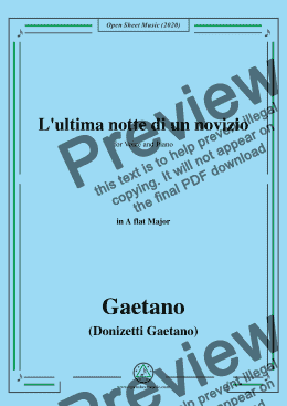 page one of Donizetti-L'ultima notte di un novizio,in A flat Major,for Voice&Piano