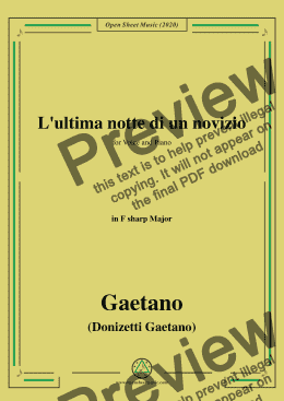 page one of Donizetti-L'ultima notte di un novizio,in F sharp Major,for Voice and Piano