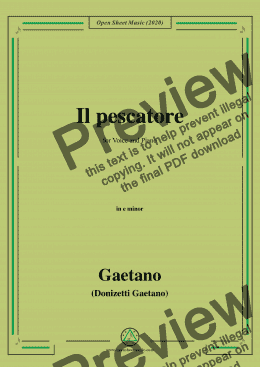 page one of Donizetti-Il pescatore,in e minor,for Voice and Piano