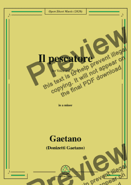 page one of Donizetti-Il pescatore,in a minor,for Voice and Piano