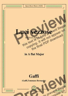 page one of Gaffi-Luci vezzose,in A flat Major,for Voice and Piano