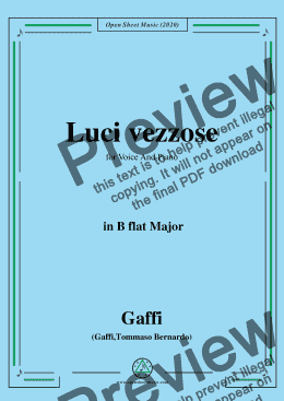 page one of Gaffi-Luci vezzose,in B flat Major,for Voice and Piano