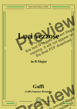 page one of Gaffi-Luci vezzose,in B Major,for Voice and Piano