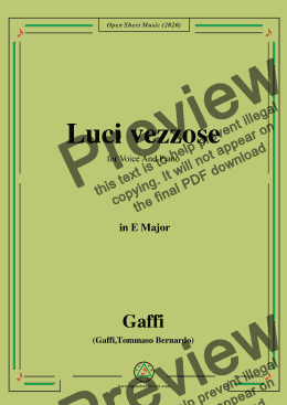 page one of Gaffi-Luci vezzose,in E Major,for Voice and Piano