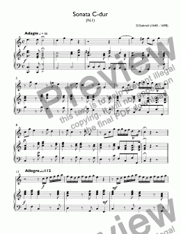 page one of Gabrieli, Giovanni - Sonata C-dur (N.1) in 3 movements  for  Trumpet C  & piano