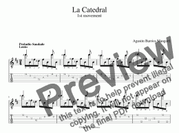 page one of La Catedral, 1 Preludio Saudade (for iPad)