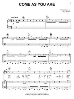 page one of Come As You Are (Piano, Vocal & Guitar Chords (Right-Hand Melody))