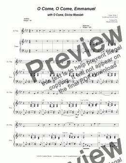 page one of O Come, O Come, Emmanuel with ("O Come, Divine Messiah") (for Flute or Violin and Piano)