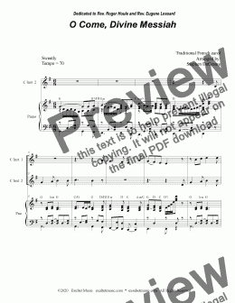 page one of O Come, Divine Messiah (Duet for C-Instruments)