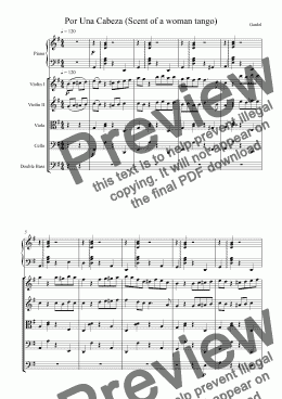 page one of Por Una Cabeza (Scent of a woman tango) strings+piano