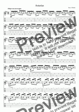 page one of Asturias (for Print) [for solo guitar]