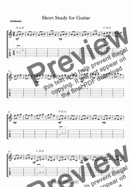 page one of Short Study for Guitar