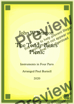 page one of The Teddy Bears’ Picnic, arranged for instruments in four parts - Score and Parts