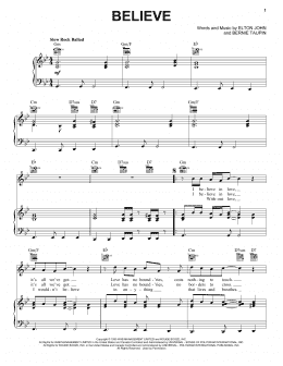 page one of Believe (Piano, Vocal & Guitar Chords (Right-Hand Melody))