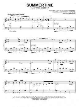 page one of Summertime (Piano Solo)