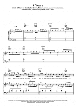 page one of 7 Years (Piano, Vocal & Guitar Chords (Right-Hand Melody))