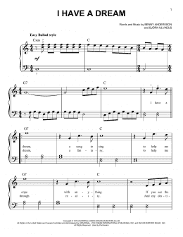 page one of I Have A Dream (Very Easy Piano)