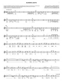 page one of Blinding Lights (Lead Sheet / Fake Book)