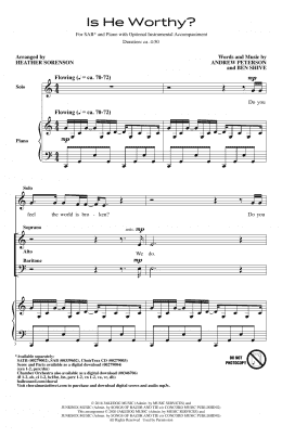 page one of Is He Worthy? (arr. Heather Sorenson) (SAB Choir)