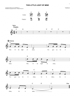 page one of This Little Light Of Mine (Lead Sheet / Fake Book)