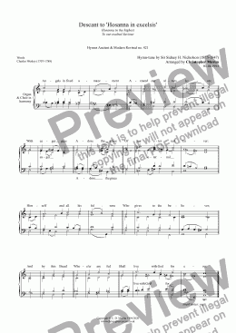 page one of Last verse arrangement WITHOUT descant of 'Hosanna in excelsis' (Hosanna in the highest To our exalted Saviour) Hymns Ancient & Modern Revised no. 421