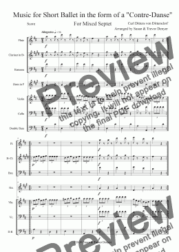 page one of Music for Short Ballet - Dittersdorf - Mixed Septet - Score