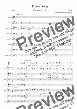 page one of Bizet - Flower Song - Carmen Act II - Mixed Septet - Score