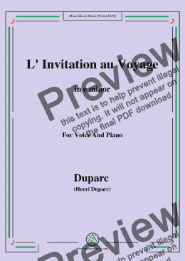 page one of Duparc-L' Invitation au Voyage in e minor