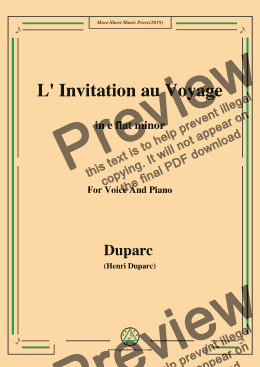 page one of Duparc-L' Invitation au Voyage in e flat minor