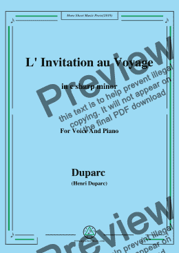 page one of Duparc-L' Invitation au Voyage in c sharp minor