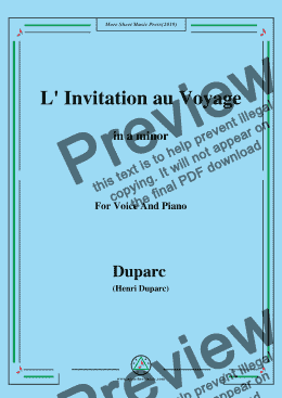 page one of Duparc-L' Invitation au Voyage in a minor