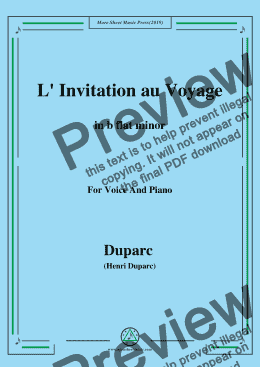 page one of Duparc-L' Invitation au Voyage in b flat minor