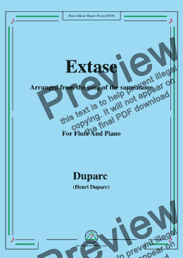 page one of Duparc-Extase,for Flute and Piano