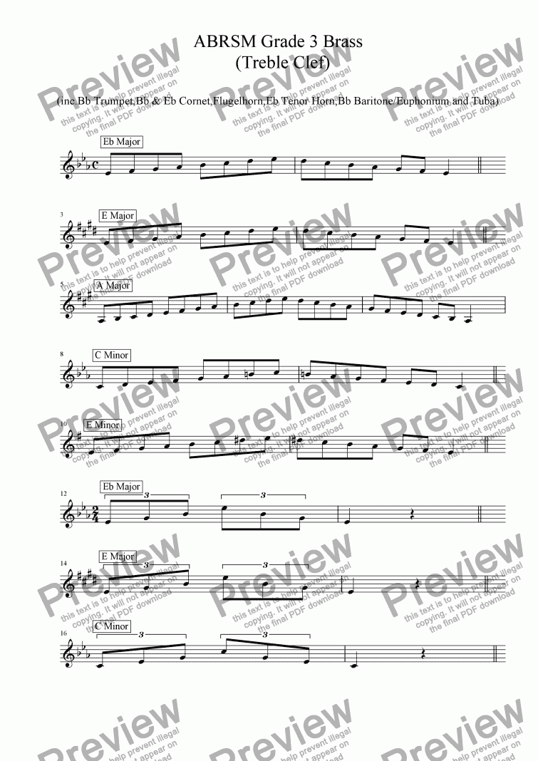 Brass Treble Clef Grade 3 Scales And Arpeggios Abrsm Format Pdf 2782