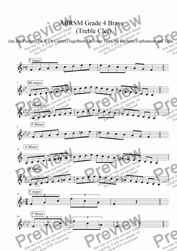 Brass Treble Clef Grade 4 Scales And Arpeggios Abrsm Format Pdf 6075