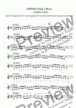 page one of Brass Treble Clef - Grade 5 Scales & Arpeggios (with some fingerings)( ABRSM format )