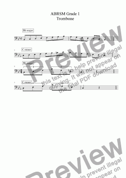 page one of Trombone  - Grade 1 Scales & Arpeggios( ABRSM format )