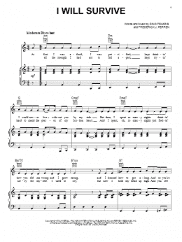 page one of I Will Survive (Piano, Vocal & Guitar Chords (Right-Hand Melody))