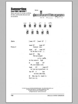 page one of Summertime (Ukulele Chords/Lyrics)