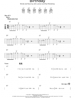 page one of Birthday (Guitar Rhythm Tab)